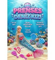 Prenses Deniz Kızı Oyuncak Bebek - Renk Değiştiren Pullu, Uzun Saçlı ve 8 Parça Aksesuarlı (29 cm)