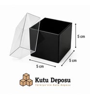 5x5x5 cm Asetat Kapaklı Takı Kutusu-Siyah (DEMONTE) (50 ADET)