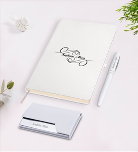 BK Gift Kişiye Özel İsimli Beyaz Defter Kalem Kartvizitlik Hediye Seti-3