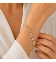 Gold Tonlu İki Sıralı Taşlı Bileklik