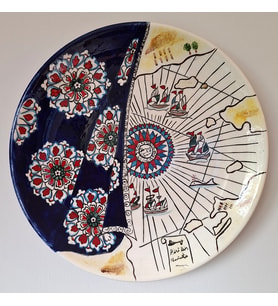 Loya Handmade- El Yapımı Piri Reis Desenli Çini Tabak