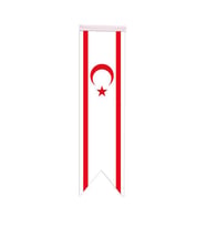 Masa Üstü Kırlangıç KKTC Bayrağı - 8x30cm Çift Taraflı Saten Kumaş