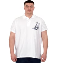 Mode XL Büyük Beden Erkek T-Shirt Polo Sea Bound U25303 Beyaz