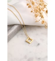925 Ayar Gümüş Kare Kolye - Gold