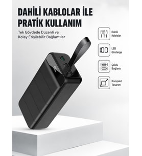 50.000 Mah Kapasiteli – Hızlı Destekli, 4 Usb Portlu, Led Işıklı Taşınabilir Enerji Deposu