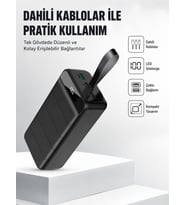 50.000 Mah Kapasiteli – Hızlı Destekli, 4 Usb Portlu, Led Işıklı Taşınabilir Enerji Deposu