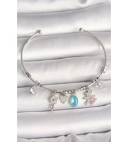 Pirinç Gümüş Renk Sallantı Zirkon Taşlı Ayıcık Figür Çiçek Detay Charm Kadın Bileklik TJ-BB6908