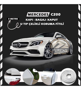 Mercedes C200 Oto Araç Kapı Koruma Fitili 5metre Parlak Beyaz Renk