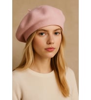 Kadın Pembe Triko Fransız Bere – Yumuşak Dokulu Kışlık Model