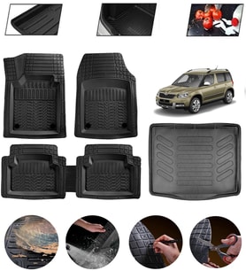 Skoda Yeti 2009-2018 Uyumlu Paspas Araca Özel Bagaj Havuzu MBS Siyah