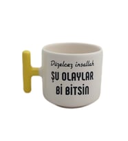 Düzeceğiz Inşallah Tasaımlı Sarı T Kulp Fincan Modelleri