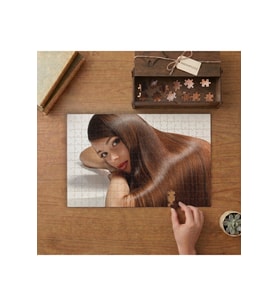 Kumral Uzun Saçlı Güzel Kadın Tasarımı 240 parça Ahşap Puzzle Ahşap Kutuda MP00487