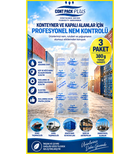 Contpack Askılı Nem Alıcı Rutubet Engelleyici Konteyner Kurutucu Terleme Önleyici 3 Adet 1140 Gr