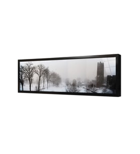 Panoramik Karlı Doğa Çerçeveli Cam Tablo