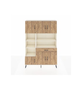 Arges Dolap 10 Raflı Tek Çekmeceli 6 Kapaklı 132x30x195 Aytaşı-Çam/Çam