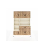 Arges Dolap 10 Raflı Tek Çekmeceli 6 Kapaklı 132x30x195 Aytaşı-Çam/Çam