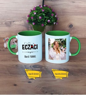 Eczacı Kupa Bardak Yeşil Fotoğraflı Eczacılık Günü Hediyesi