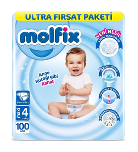 Molfix Bebek Bezi Ultra Fırsat Paketi 4 Beden 7-14 Kg 100 Adet