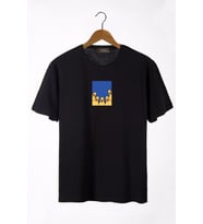 Unisex Siyah Bisiklet Yaka Önü Ducks Baskılı Oversize T-Shirt 22Y-3400762-66