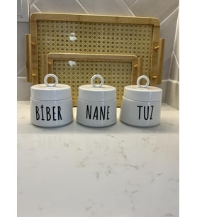 Porselen Baharatlık Kavanoz Takımı, 3 Parça, 400 ml