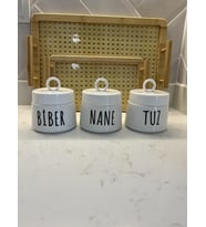 Porselen Baharatlık Kavanoz Takımı, 3 Parça, 400 ml