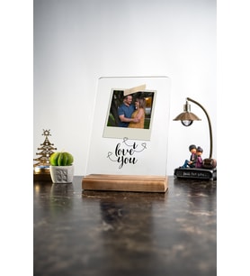 Love You Fotoğraflı Kişiselleştirilebilir Sevgiliye Masa Dekouru Dekoratif Ahşap Obje
