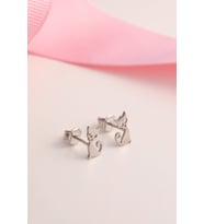 925 Ayar Gümüş Kedi Figürlü Küpe - Silver