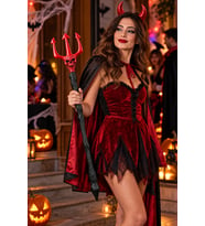 Halloween Kırmızı Şeytan Asası 61 cm Üç Uçlu Plastik Cadılar Bayramı Parti ve Kostüm Aksesuarı