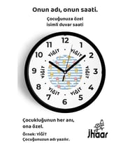 İsme Özel Renkli Dondurmalar Çocuk Odası Duvar Saati Orta Boy 30 cm Siyah Camlı Sessiz