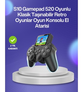 500 Oyunlu Nostaljik El Tipi Oyun Konsolu, Taşınabilir Şarjlı Cihaz, Renkli Ekran ve TV Destekli