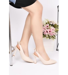 Papuçcity Blnr 02090 9 Cm Topuklu Kadın Stiletto Ayakkabı  (Bej)