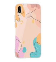 Huawei P20 Lite Uyumlu Kamera korumalı Kapak Karışık Renkler Tasarımlı Şeffaf Kılıf