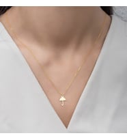 Altın Kaplama Minimal Şemsiye Gümüş Kolye