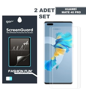 Gor Huawei Mate 40 Pro 3D Kavisli Full Kaplama Darbe Emici Ekran Koruyucu 2 Adet Set - LOHO9264-220 (Şeffaf)