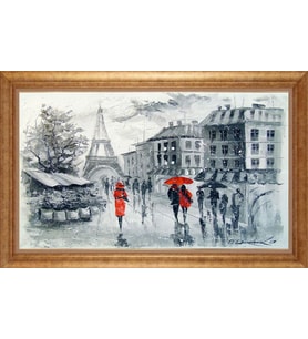Çerçeveli Paspartulu Manzara Tablo ah1861 (Gold)