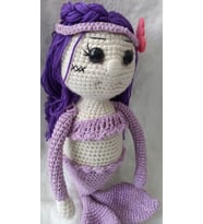 Deniz kızı mor amigurumi oyuncak bebek