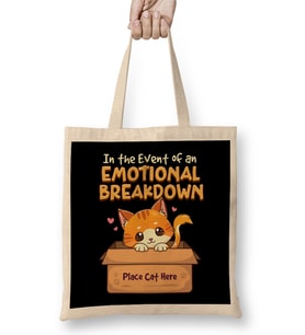 Cat Mom Af In The Event of Emotional Breakdown Place Cat Here Bez Çanta Uzun Saplı