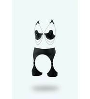 Mulvxbrf Brf02 Siyah Harness Takım Zincir Detaylı Suni Deri Jartiyerli - Brf1221 (Mulvix)