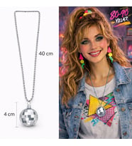 Retro Disko Topu Şekilli 80&amp;#39;ler 90&amp;#39;lar Gümüş Renk Plastik Kolye