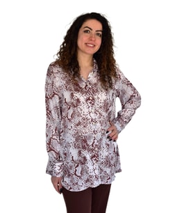 Kadın Leopar Desen Şifon Gömlek BGL-ST04235 (KAHVE)