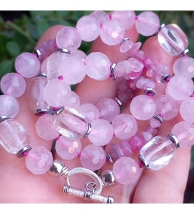 1900 Pembe Kuvars el yapımı kolye