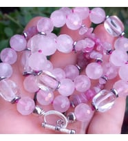 1900 Pembe Kuvars el yapımı kolye