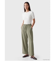 LCWAIKIKI Classic Haki Beli Lastikli Geniş Paça Kadın Pantolon