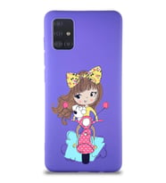 Samsung Galaxy M31S Soft Premier Kapak Vespagirl Tasarımlı Silikon Kılıf - Mor (Şeffaf)