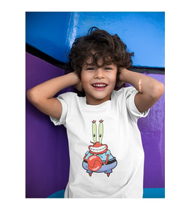 Unisex Patrick Baskılı Süngerbob Çizgi Film Çocuk Tişört (1-12 YAŞ)