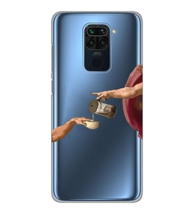 Xiaomi Redmi NOTE 9 Uyumlu Eller Tablosu ve Kahve Tasarımlı Şeffaf Telefon Kılıfı