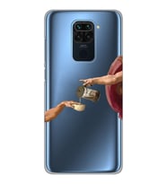 Xiaomi Redmi NOTE 9 Uyumlu Eller Tablosu ve Kahve Tasarımlı Şeffaf Telefon Kılıfı