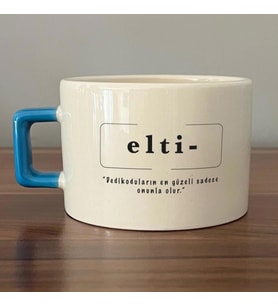 Elti Baskılı Mavi Kulplu C Fincan