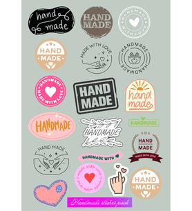 Handmade Sticker Seti a4 1 Sayfa 19 adet etiket