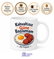 Yumurta Sucuk Temalı Komik Kahvaltı Kupası Bardak Esprili Hediye Baskılı Kupa